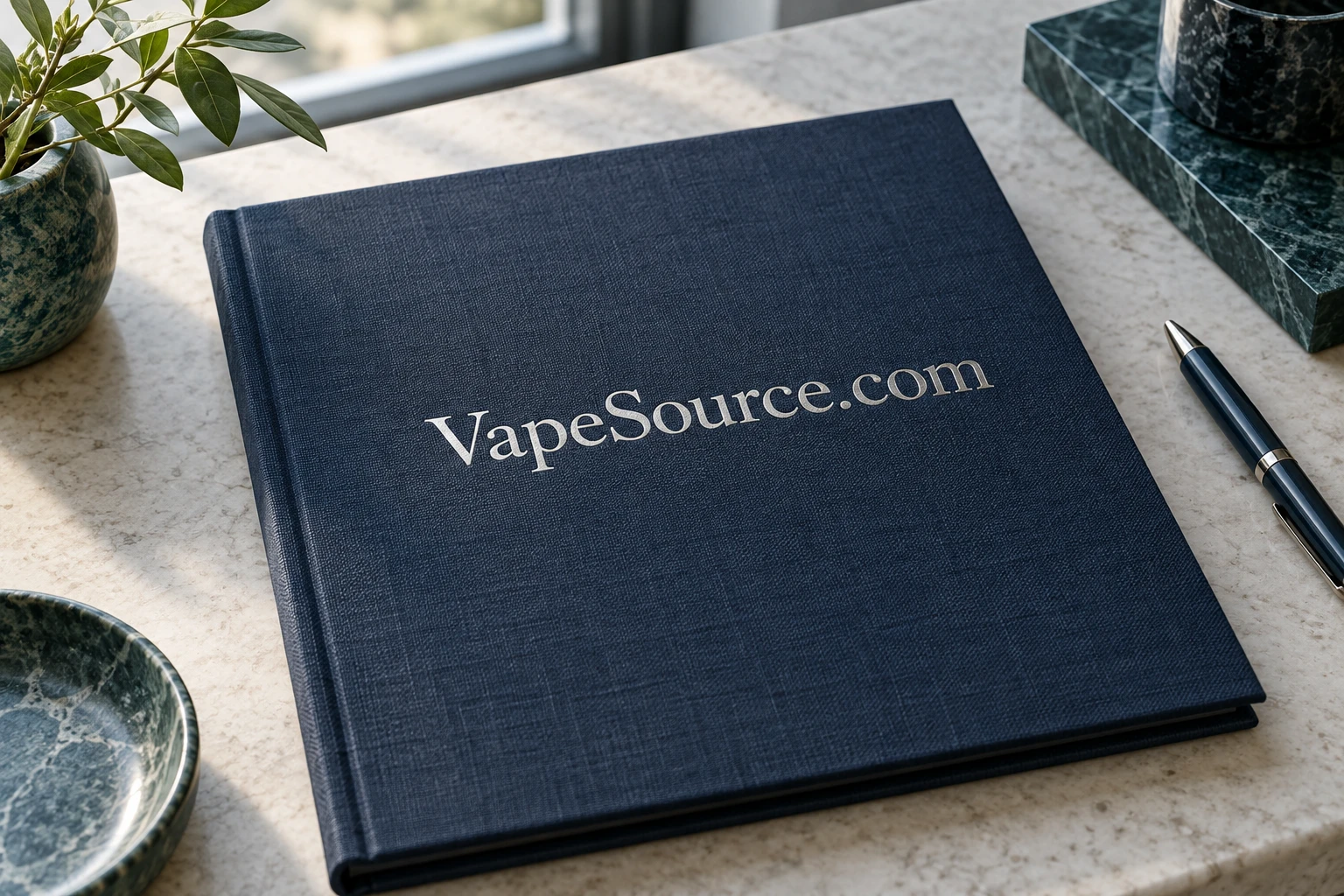 VapeSource.com reference materials in a quiet editorial workspace